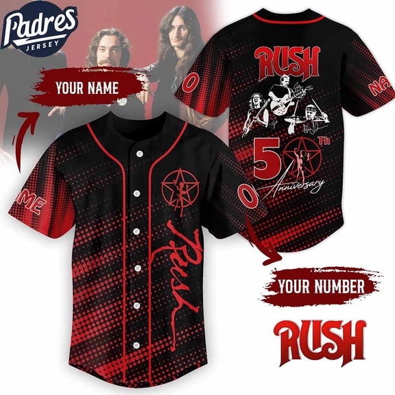 Rush band 50th Anniversary Custom Baseball Jersey