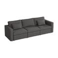 thumbnail image 4 of Miekor Furniture Modern Cotton Linen L-Shape Sectional Sofa, Oversized Upholstery Sectional Sofa, Chaise Couch Ottomans for Living Room/Loft/Apartment/Office - Dark Gray 3 seats B5A3911, 4 of 7