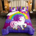 thumbnail image 1 of Set de edredón Erosebridal Unicorn Twin con funda de almohada, color morado, 1 of 4