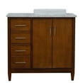 thumbnail image 6 of MCM 37" Single Solid Wood Vanity with Right Round Sink in Walnut/White, 6 of 12