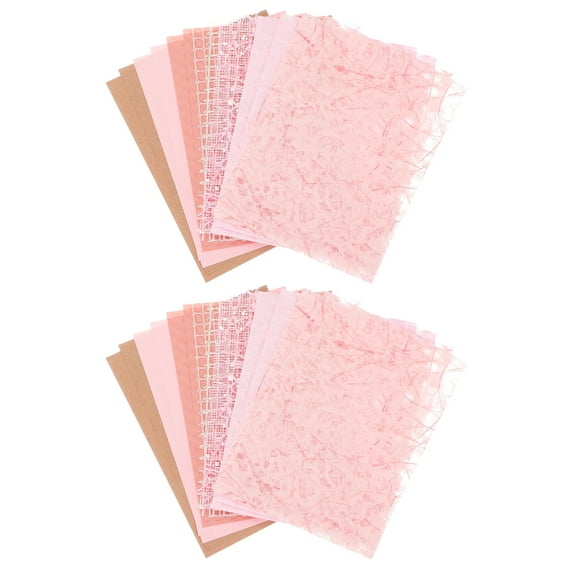 Uxcell 32 Sheets Textured Scrapbook Paper, Mixed Special Paper Mesh Fabric Assorted Set for Scrapbooking Junk Journal Card DIY Materials Collage Card Embellishments Supplies, Pink