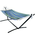 thumbnail image 1 of OUTDOOR WIND Hamac Réglable pour 2 Personnes avec Support en Acier Robuste de 10 Pieds et Barres d'Écartement, Capacité de 550 Lb, Étui de Transport Portable Inclus pour Intérieur Extérieur, 1 of 4