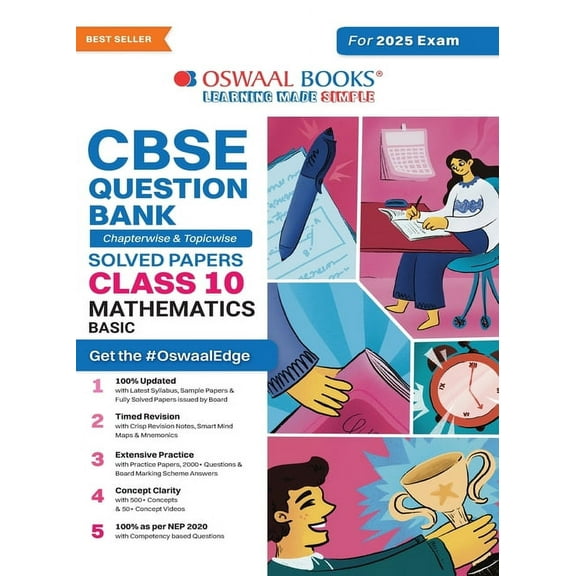 Oswaal CBSE Question Bank Class 10 Mathematics (Basic), Chapterwise and Topicwise Solved Papers For Board Exams 2025, (Paperback)