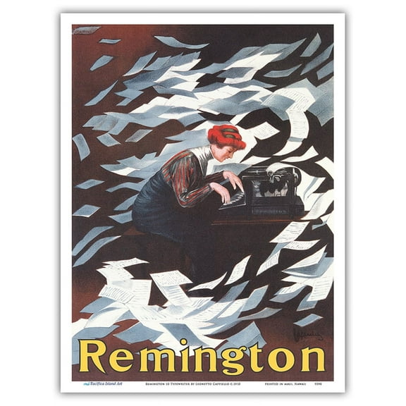 Remington 10 Typewriter - Vintage Advertising Poster by Leonetto Cappiello c.1910 - Master Art Print (Unframed) 9in x 12in