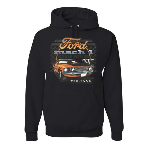 Ford Mustang Mach 1 Horse Power Classic Racing | Mens Cars and Trucks Hooded Sweatshirt Graphic Hoodie, Black, Small