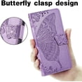 thumbnail image 4 of ORUYROP Compatible with Samsung Galaxy S21 FE 5G Case Wallet [Butterfly Embossing] Glaxay S21FE Cover PU with Silicone Inner Shell Galaxy-S21-FE Protective Phone Cases para Skin (Purple), 4 of 7