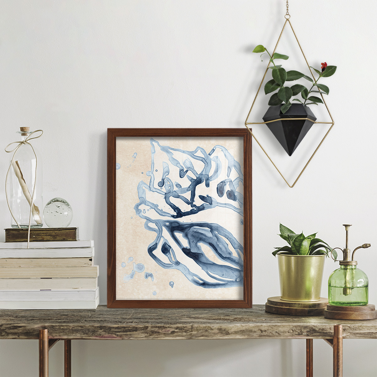 Water Shells II - Framed Print w/glass - Chestnut