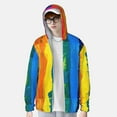 thumbnail image 4 of Goofa Rainbow Colored Printed Women's UPF 50+ Sun Protection Hoodie Jacket Lightweight Long Sleeve Sun Shirt for Women with Pocket Hiking Outdoor-X-Large, 4 of 9
