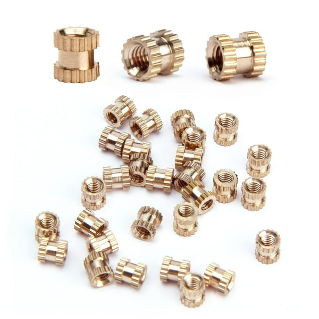 HUGFEG M2.5x4mm Female Thread Knurled Nuts,200pcs Hx3.8mm OD Brass Threaded Insert Embedment Nuts Hydraulic Welded Joint Injection Molding Assortment Kit for 3D Printing Injection Molding UA824-6505