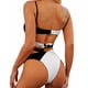 thumbnail image 3 of Traje de baño para mujer, traje de baño sexy dividido, bikini cruzado de dos colores, traje de baño para playa y piscina de verano, 3 of 7