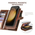 thumbnail image 3 of for Samsung Galaxy S23 Plus PU Leather Detachable Magnetic Wallet Case, Zipper Pocket Card Slots Multifunctional Rugged Full Body Protection Wrist Strap Magnetic Buckle for Galaxy S23 Plus - Brown, 3 of 7