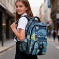 thumbnail image 6 of FKELYI Starry Cat Print 17 Inch Schoolbag for Kids Backpack Lightweight Primary School Bookbag with Multi-Pockets for Boys Girls Back-to-School Rucksack Daypack, 6 of 7