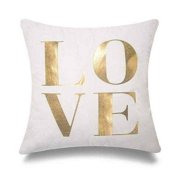 MDR Trading Inc. HU-GS1818JTLOBGOP Love Gold Foil On White With Polyester Insert Pillow