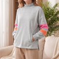 thumbnail image 6 of Oversized Color Block Sweatshirts for Womens Mock Neck Pullover Tops Long Sleeve Side Slits Drop Shoulder Shirt with Pockets Light Gray 2XL, 6 of 9