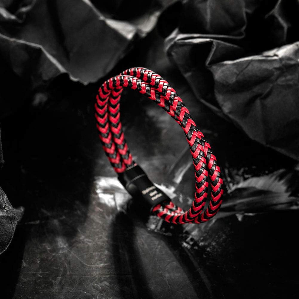 murtoo Mens Bracelet Leather Braided, Brown and Black Leather Bracelet for Men, Gift for Men Husband Father Boyfriend