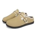 thumbnail image 4 of LuckLilac Women Mule Slipper Lace Trim Suede Flat Shoes for Indoor Outdoor, 4 of 5