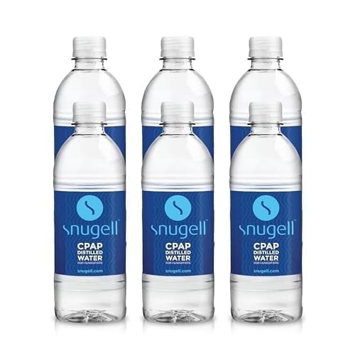 Distilled Water for CPAP Machines by Snugell (6-Pack, 16.9 oz) – Up to 15 Days Supply – Compact, Travel-Friendly, Clean and Multi-Use
