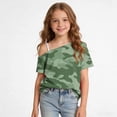 thumbnail image 4 of Mifsaly Girls Off The Shoulder Tops Camo Print Short Sleeve T-Shirts Kids Outdoor Everyday Wear Casual Summer Tee Blouse, 4 of 9