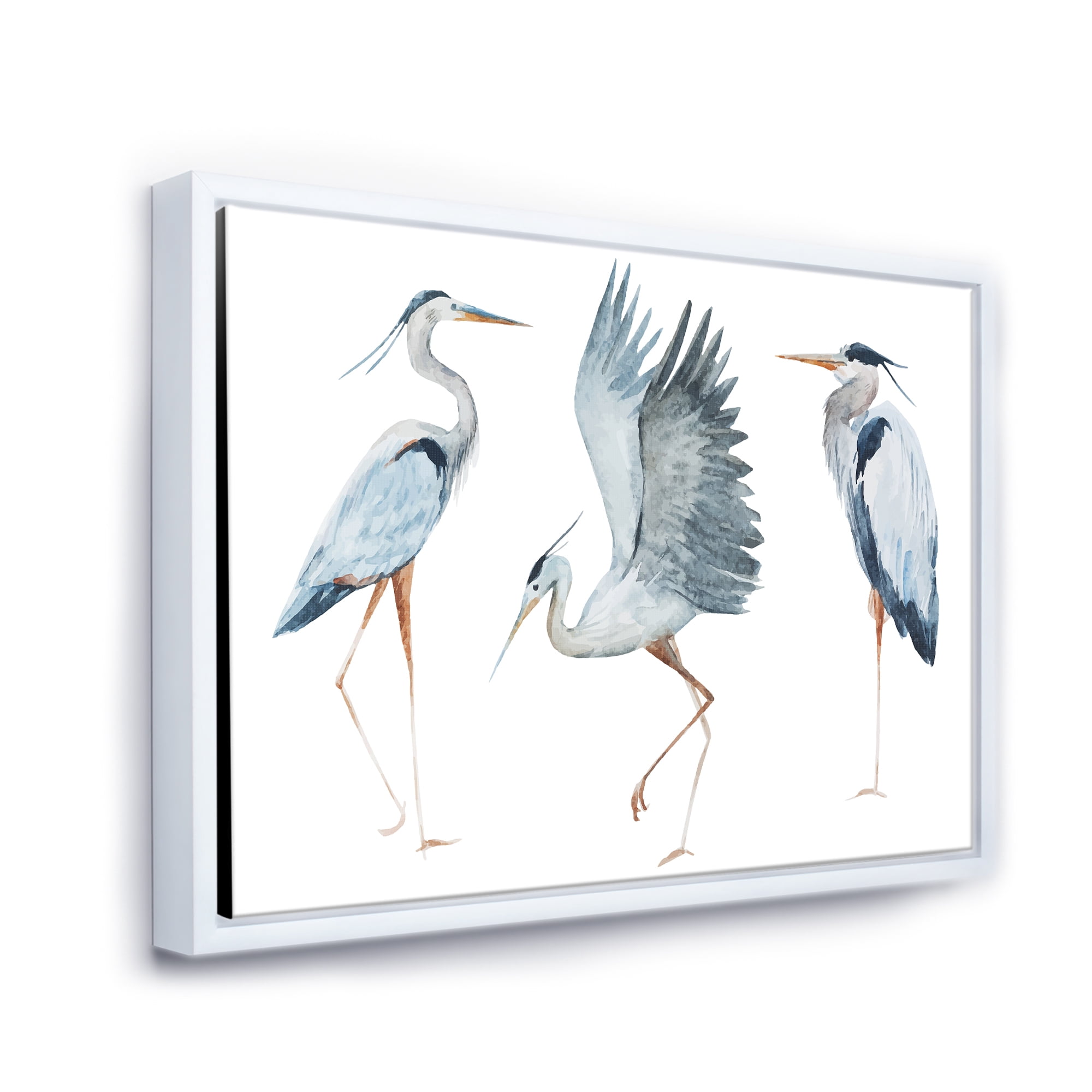 Designart 'Portrait Of Heron Birds II' Traditional Framed Canvas Wall Art Print