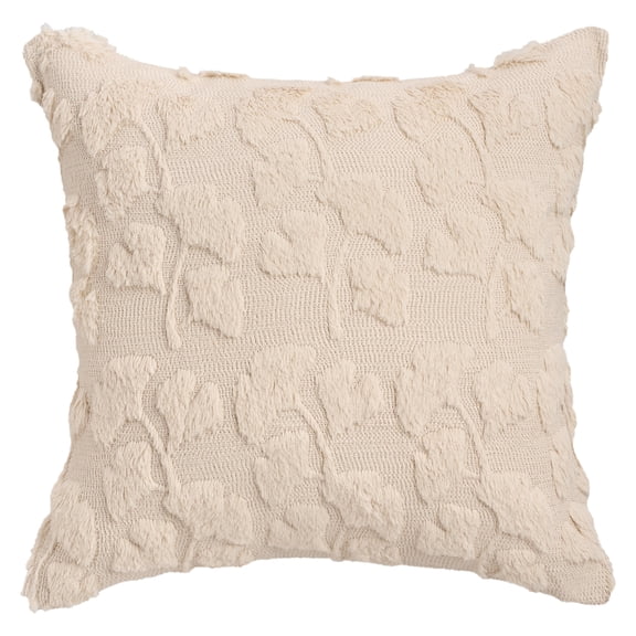 Unique Bargains Plush Ginkgo Leaf Embroidery Throw Pillow Covers Beige 18" x 18"
