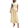 thumbnail image 1 of Innerwin Robe d'Été de Plage Col Montant Femmes Robes Longues Maxi Vacances Couleur Unie Décontractée Robe Débardeur Jaune Clair G, 1 of 3