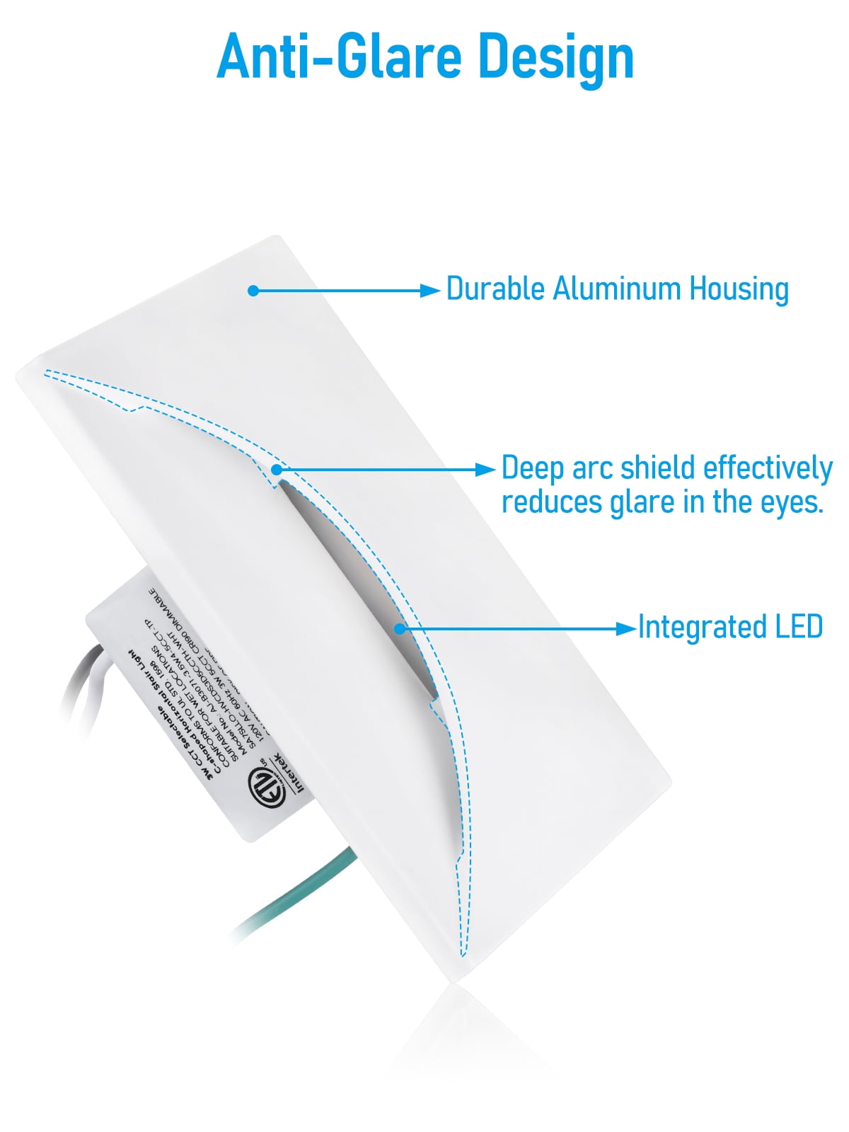 9 Pack 5CCT 120V LED Step Lights, Dimmable Stair Lights IP65 Waterproof, Aluminum Shell, Anti-Glare, CRI90, White
