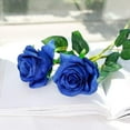 thumbnail image 5 of Morttic Artificial Blue Flowers Roses Silk Flowers Fake Bridal Wedding Bouquet for Home Garden Party Floral Decor 10 Pcs (Blue), 5 of 6