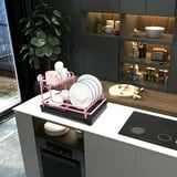 Tomorotec 2-Tier Aluminum Dish Rack and Drain Board, Beautiful Pink ...
