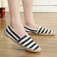 thumbnail image 6 of NOKIO Women's Slip on Shoes Canvas Sneakers Loafers Non Slip Shoes Low Top Casual Shoes Ladies Fashion And Leisure Vintage Two Tone Stripe Hand Stitching Espadrilles Canvas Shoes, 6 of 7