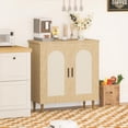 thumbnail image 3 of Modern Rattan Sideboard Buffet Cabinet Set of 1, Sturdy Wood Legs, Entryway Storage, Accent Wooden Console Table for Living Room, Hallway, or Kitchen, Space-Saving, 3 of 6
