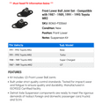 thumbnail image 2 of Front Lower Ball Joint Set - Compatible with 1987 - 1989, 1991 - 1995 Toyota MR2 1988 1992 1993 1994, 2 of 2
