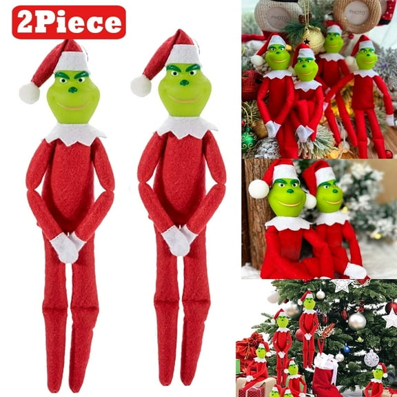 2 Pack Christmas Elf Behaving Badly Plush Toy | Novelty Long Bendy Naughty Boy Christmas Elves Doll (Red)