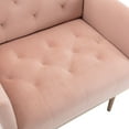 thumbnail image 6 of Tufted Accent Chair with Wide Back and Thick Padded Seat, Velvet Upholstered Single Sofa Chair with Rose Golden Feet, Comfy Living Room Chairs Side Chair Reading Armchair, Pink, 6 of 7