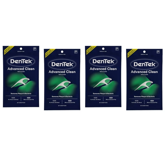DenTek Extra Strong Triple Clean Floss Picks, Mouthwash Blast 90 ea (Pack of 4)