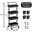 thumbnail image 2 of Carrito Organizador Con Ruedas 4 Niveles Multiusos Práctico Negro, 2 of 9
