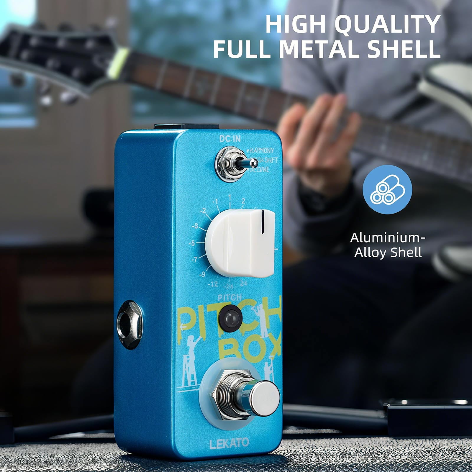 LEKATO Harmonizer Mini Pitch Shifter Pedal Compact Guitar Effects with Harmony Pitch Shift Detune Modes