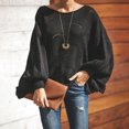 thumbnail image 4 of Sweaters for Women 2025 Hollow Out Crochet Irregular Hem Batwing Boat Neck Jumper Tops Womens Pullover Sweaters, 4 of 5