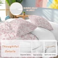 thumbnail image 2 of 3 Piece Farmhouse Pink Duvet Cover Set California King,Microfiber Comforter/Quilt Cover with Corner Ties and 2 Pillowcases,Vintage Flower Leaf Botanical Plant All Season Bedding with Zipper Closure, 2 of 8