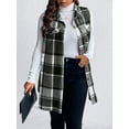 thumbnail image 2 of Cuteduck Womens Plus Size Sleeveless Plaid Vest Wool Blazer Jackets Cardigan Outerwear Fall Winter Tops 1X-4X, 2 of 6