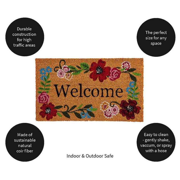 Popfeel Farmhouse Welcome Mat 30x17 Inches, Farmhouse Coir Mat for The Front Door, Modern Farmhouse Outdoor Mat with Anti-Slip PVC Backing, Farmhouse