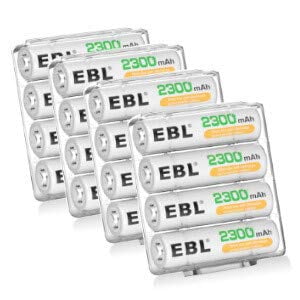 EBL Pack of 16 AA Batteries Rechargeable NiMH 2300mAh Everyday Battery