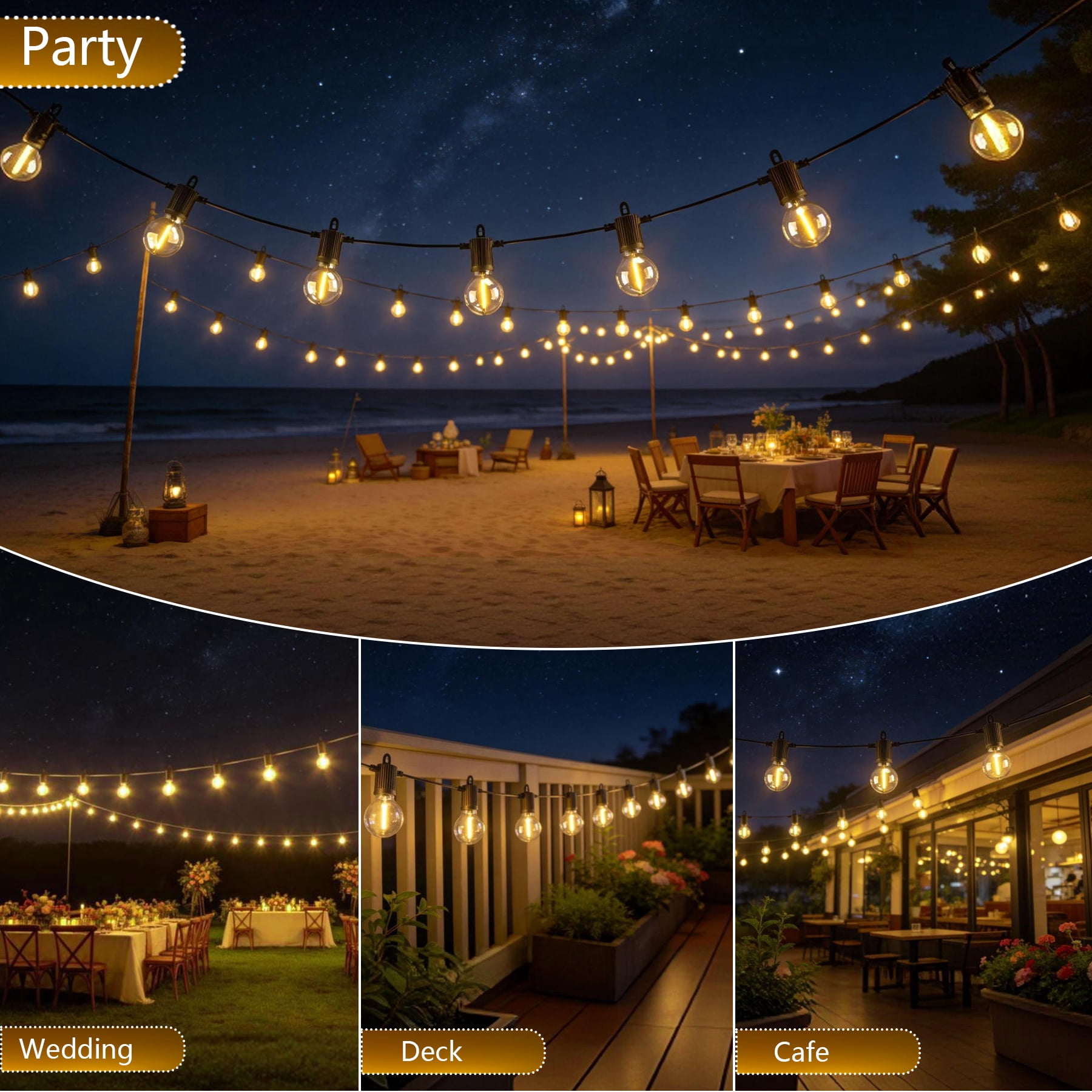 Beatineon Outdoor String Lights ,150 FT Led Patio Globe Lights