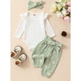 thumbnail image 3 of Hirigin Newborn Baby Girl Clothes Rib Knit Ruffle Romper Daisy Print Pants Headband 0 3 6 12 18 24 Months Fall Winter Clothes Set, 3 of 8