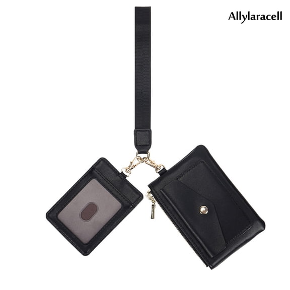 2-in-1 Wristlet Card Holder & Mini Coin Purse, Compact PU Leather Wallet with Card Slots and Zipper Pocket, Small Wrist Strap Wallet for Travel, Shopping and Everyday Use