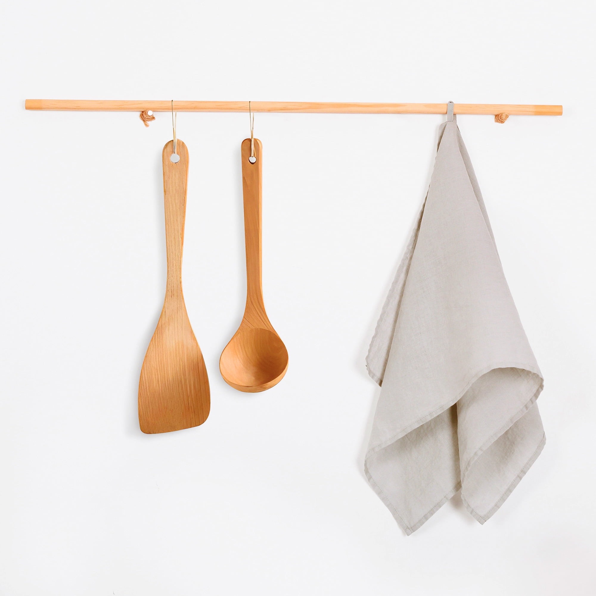 100% Linen Tea Towels 14 x 28 Inch Kitchen Dish and Hand Towels Set of 4 - Natural