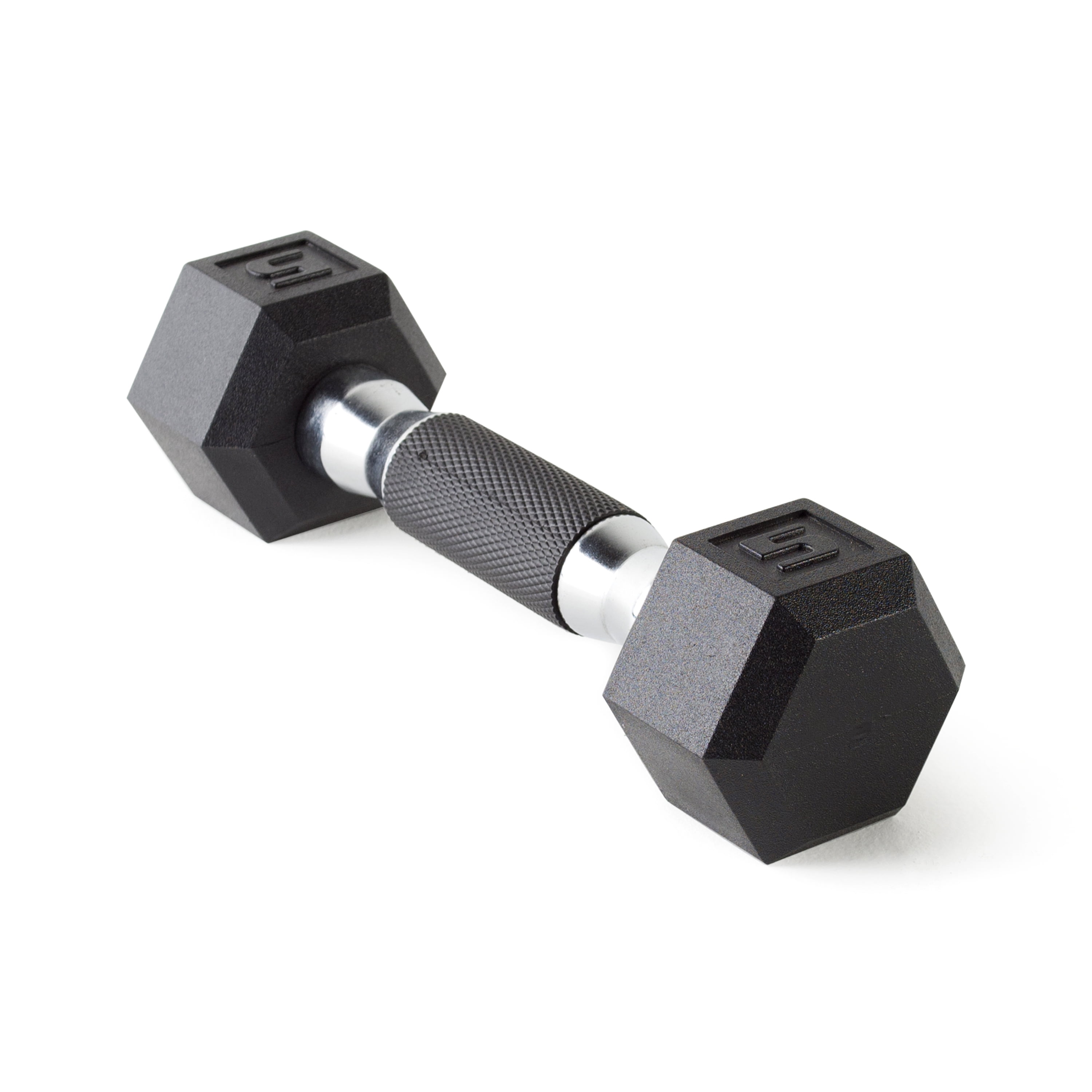 NEW CAP 50 Lb Rubber Coated Black and Chrome Dumbbell Dumbell Single Weight Hex 
