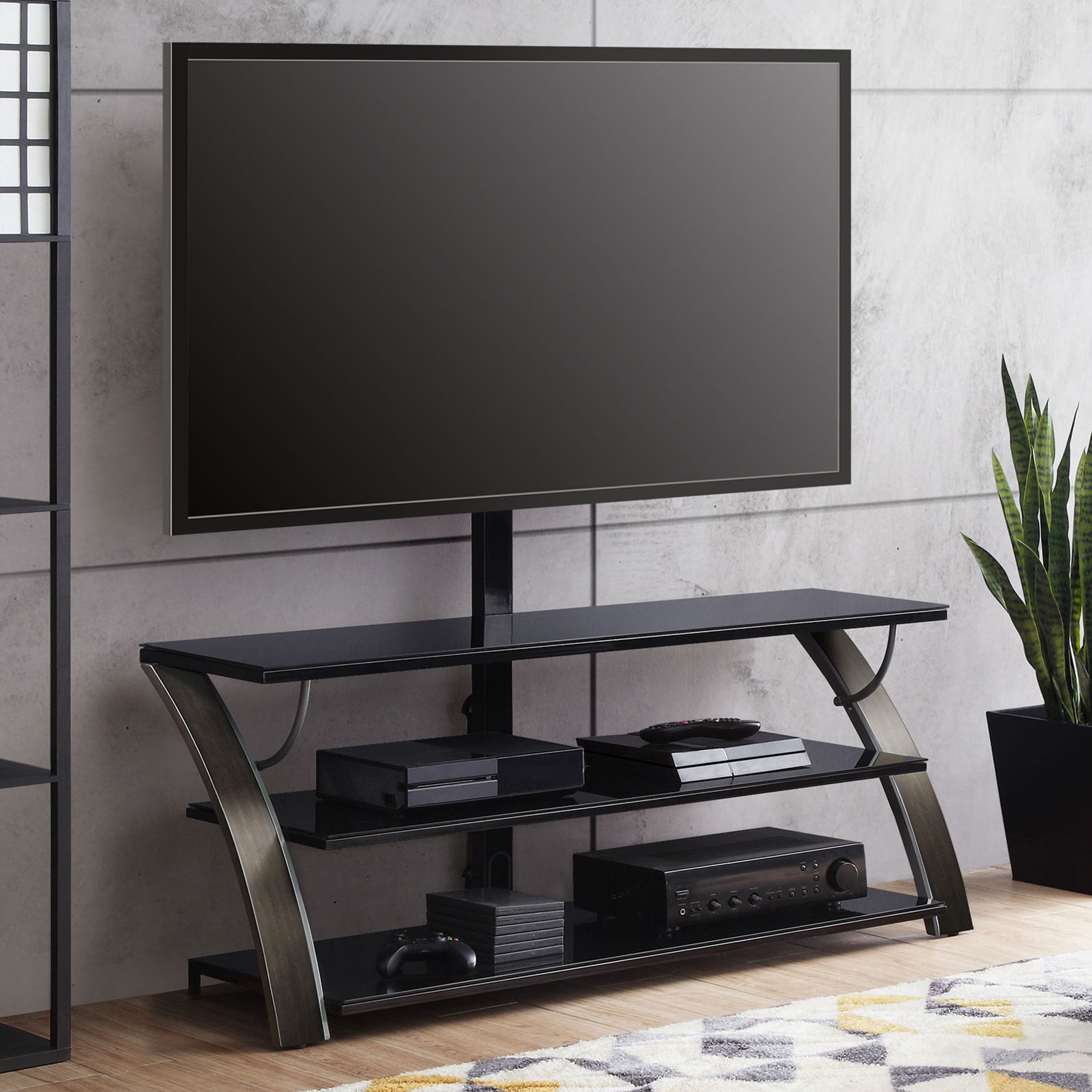 Flat Screen TV Stand Panel 3-in-1 TVs Up To 65-inch Shelves Entertainment Center 