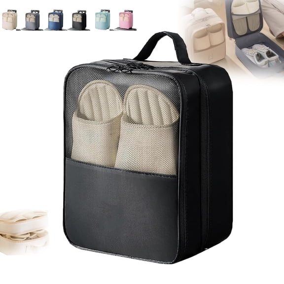 Portable Travel Shoe Bag for Suitcase, Black Shoe Storage Organizer for Luggage Packing, Closet, Gym and Travel Accessories Storage