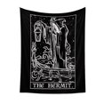 thumbnail image 1 of Tapiz de cartas del Tarot del ermitaño (blanco y negro) - Grim Reaper - Decoración gótica del hogar de Halloween para colgar en la pared (73x 95 CM), 1 of 3