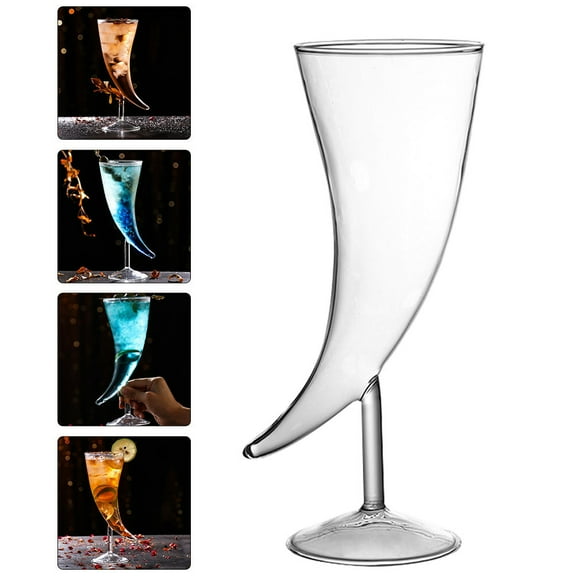 Omeite Creative glass horn wine glass cocktail moon goblet (2pcs)